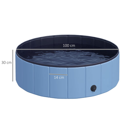 100x30H cm Foldable Pet Swimming Pool for Indoor & Outdoor Use - Blue