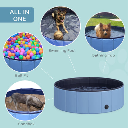 100x30H cm Foldable Pet Swimming Pool for Indoor & Outdoor Use - Blue