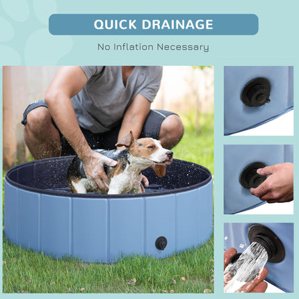 100x30H cm Foldable Pet Swimming Pool for Indoor & Outdoor Use - Blue