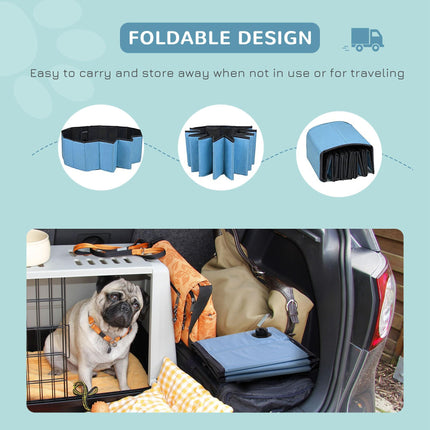 100x30H cm Foldable Pet Swimming Pool for Indoor & Outdoor Use - Blue