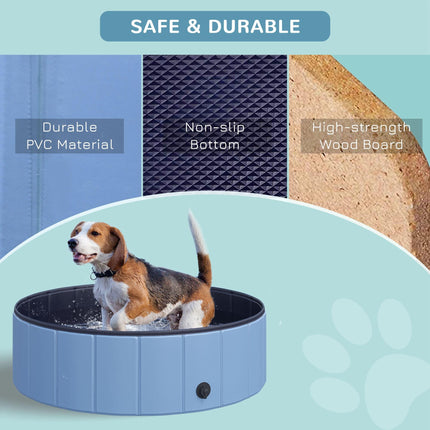 100x30H cm Foldable Pet Swimming Pool for Indoor & Outdoor Use - Blue