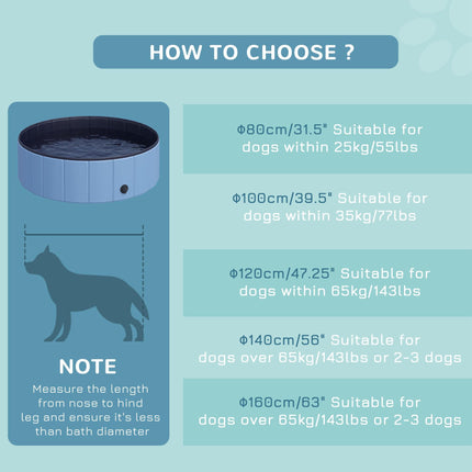 100x30H cm Foldable Pet Swimming Pool for Indoor & Outdoor Use - Blue