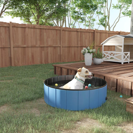 100x30H cm Foldable Pet Swimming Pool for Indoor & Outdoor Use - Blue