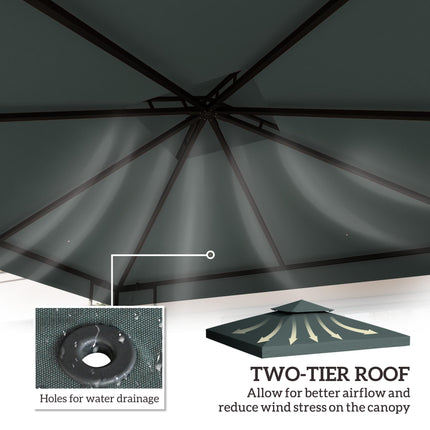 3 x 3 m Gazebo Roof Replacement with Two-Tier Ventilation - Grey