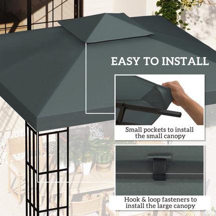 3 x 3 m Gazebo Roof Replacement with Two-Tier Ventilation - Grey
