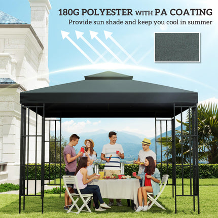 3 x 3 m Gazebo Roof Replacement with Two-Tier Ventilation - Grey