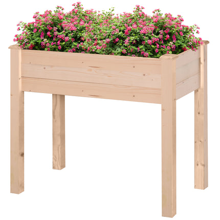 Rectangular Raised Fir Wood Garden Planter Bed - Oak Tone