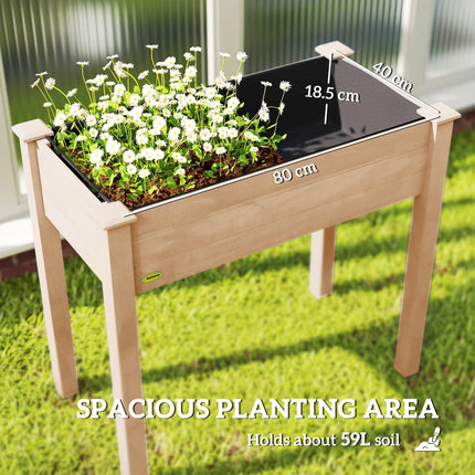 Rectangular Raised Fir Wood Garden Planter Bed - Oak Tone