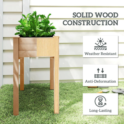 Rectangular Raised Fir Wood Garden Planter Bed - Oak Tone