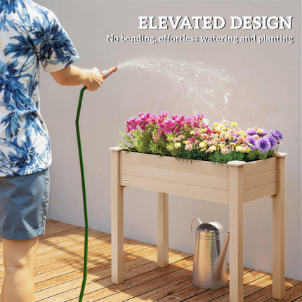 Rectangular Raised Fir Wood Garden Planter Bed - Oak Tone
