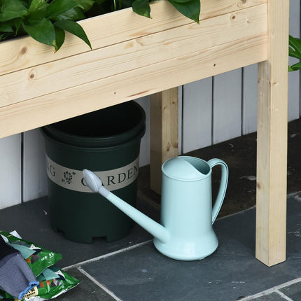 Rectangular Raised Fir Wood Garden Planter Bed - Oak Tone