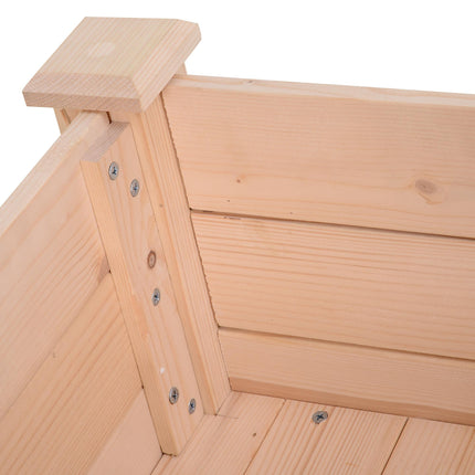 Rectangular Raised Fir Wood Garden Planter Bed - Oak Tone