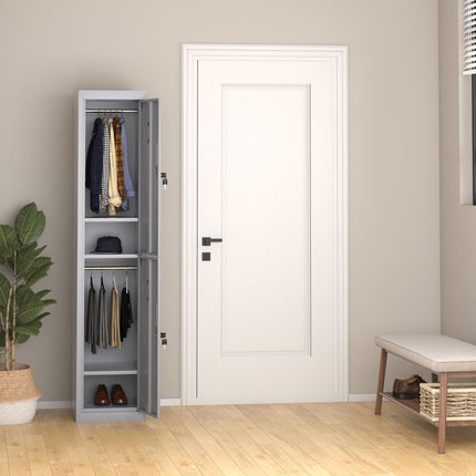 Locker Cabinet Storage with Shelves 38x46x180 cm Cold Rolled Steel Vertical Cupboard - Grey