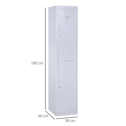 Locker Cabinet Storage with Shelves 38x46x180 cm Cold Rolled Steel Vertical Cupboard - Grey