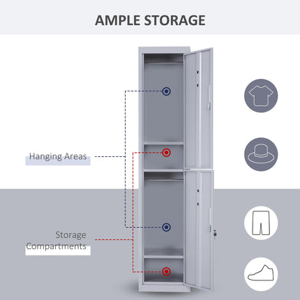 Locker Cabinet Storage with Shelves 38x46x180 cm Cold Rolled Steel Vertical Cupboard - Grey
