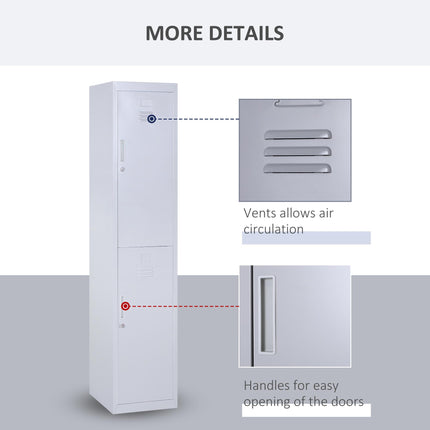 Locker Cabinet Storage with Shelves 38x46x180 cm Cold Rolled Steel Vertical Cupboard - Grey