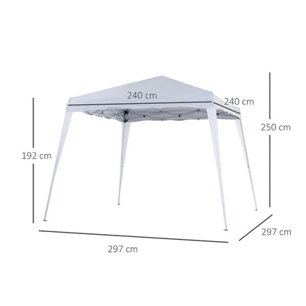 3 x 3 m Pop Up Canopy Tent Slant Leg with Carry Bag, Height Adjustable Party Gazebo - White