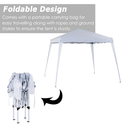 3 x 3 m Pop Up Canopy Tent Slant Leg with Carry Bag, Height Adjustable Party Gazebo - White