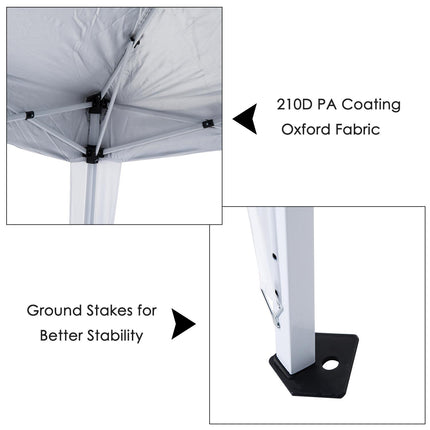 3 x 3 m Pop Up Canopy Tent Slant Leg with Carry Bag, Height Adjustable Party Gazebo - White