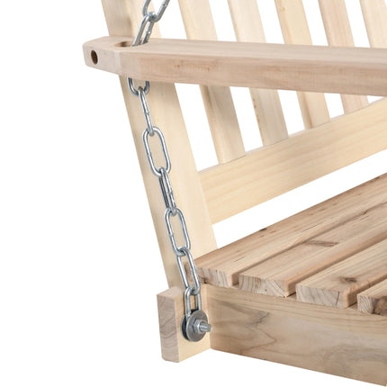 2 Seater Wooden Garden Swing Chair with Galvanised Steel Chains - Natural