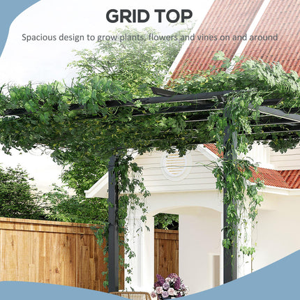 3 x 3 Meter Metal Pergola Gazebo with Grid Top - Black Epoxy Finish