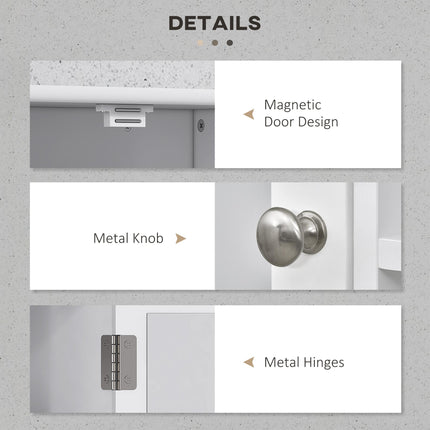 Wall Mount Bathroom Cabinet with Mirror and Adjustable Shelf - White