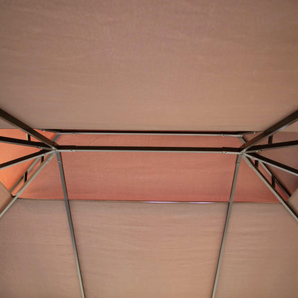3x4m Aluminium Gazebo Canopy with Nets and Sidewalls - Coffee