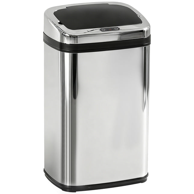 30L Stainless Steel Motion Sensor Bin with Lid - Silver Tone