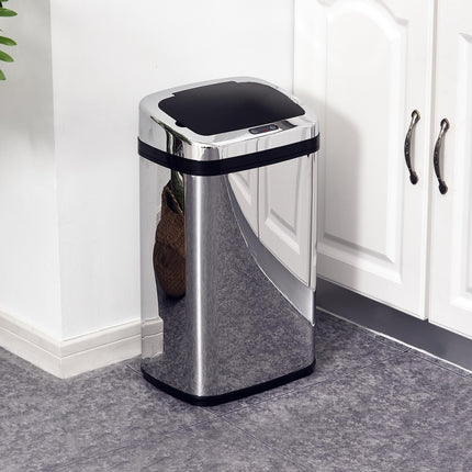 30L Stainless Steel Motion Sensor Bin with Lid - Silver Tone