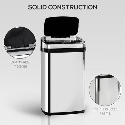 30L Stainless Steel Motion Sensor Bin with Lid - Silver Tone