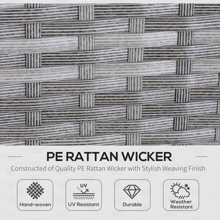 6-Seater Garden Outdoor Patio Rattan Corner Dining Set with Sofa, Footstool & Table - Mixed Grey