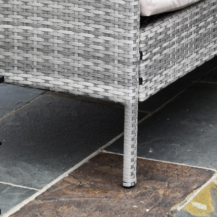 6-Seater Garden Outdoor Patio Rattan Corner Dining Set with Sofa, Footstool & Table - Mixed Grey