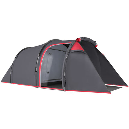 3 Person Camping Dome Tent with Two Rooms and Weatherproof Vestibule - Dark Grey