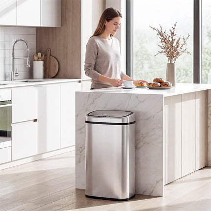 68L Automatic Sensor Lid Steel Kitchen Bin - Silver