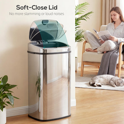 68L Automatic Sensor Lid Steel Kitchen Bin - Silver