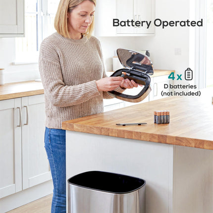 68L Automatic Sensor Lid Steel Kitchen Bin - Silver