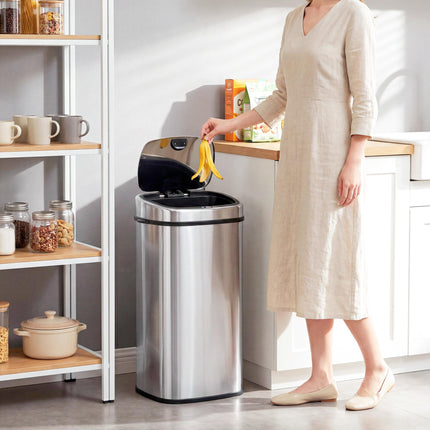 68L Automatic Sensor Lid Steel Kitchen Bin - Silver
