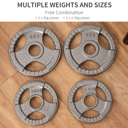 4 Piece Olympic Weight Plate Set 2.5kg & 5kg Steel Enamel Coated - Black