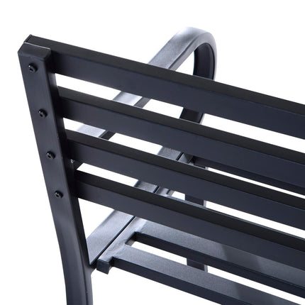 2 Seater Metal Garden Bench With Durable Steel Frame - Black