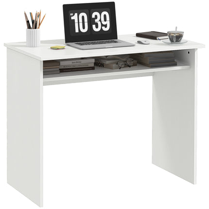 Computer Writing Desk 90W x 50D cm with Storage Compartment for Home Office - White