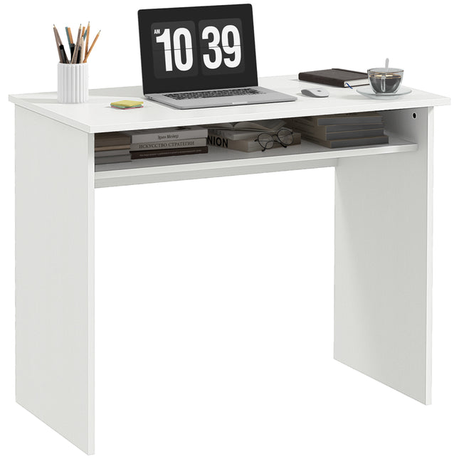 Computer Writing Desk 90W x 50D cm with Storage Compartment for Home Office - White
