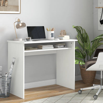 Computer Writing Desk 90W x 50D cm with Storage Compartment for Home Office - White