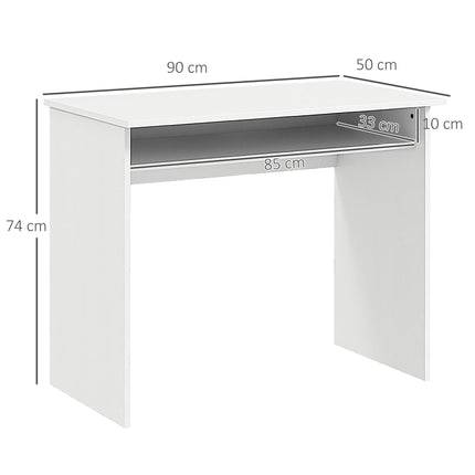 Computer Writing Desk 90W x 50D cm with Storage Compartment for Home Office - White