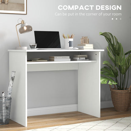 Computer Writing Desk 90W x 50D cm with Storage Compartment for Home Office - White