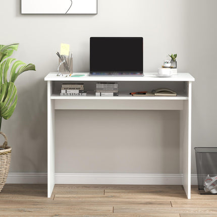 Computer Writing Desk 90W x 50D cm with Storage Compartment for Home Office - White