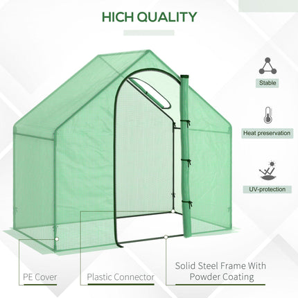 Walk-In Greenhouse Grow House with Roll-Up Door & Ventilation Window - Green