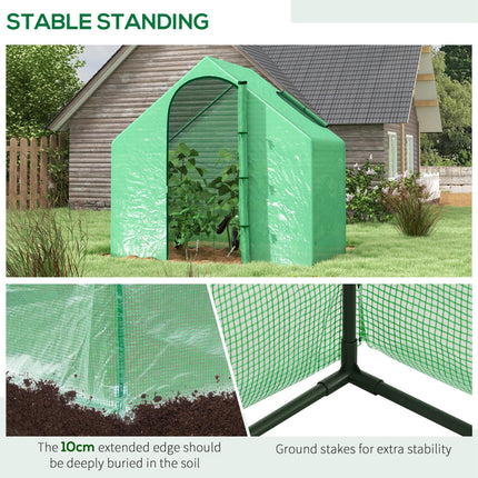Walk-In Greenhouse Grow House with Roll-Up Door & Ventilation Window - Green
