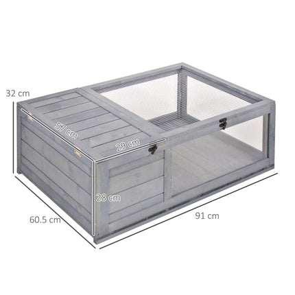 Small Pet Tortoise House with Mesh Roof and Pull-Out Side Panel for Indoor Outdoor Use - Grey