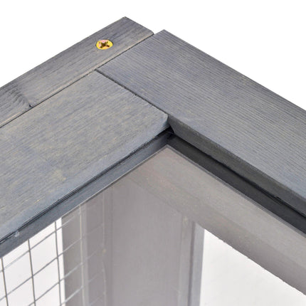 Small Pet Tortoise House with Mesh Roof and Pull-Out Side Panel for Indoor Outdoor Use - Grey