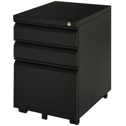 3 Drawer Filling Cabinet, Mobile Metal File Cabinet with Anti-tilt Design for Le